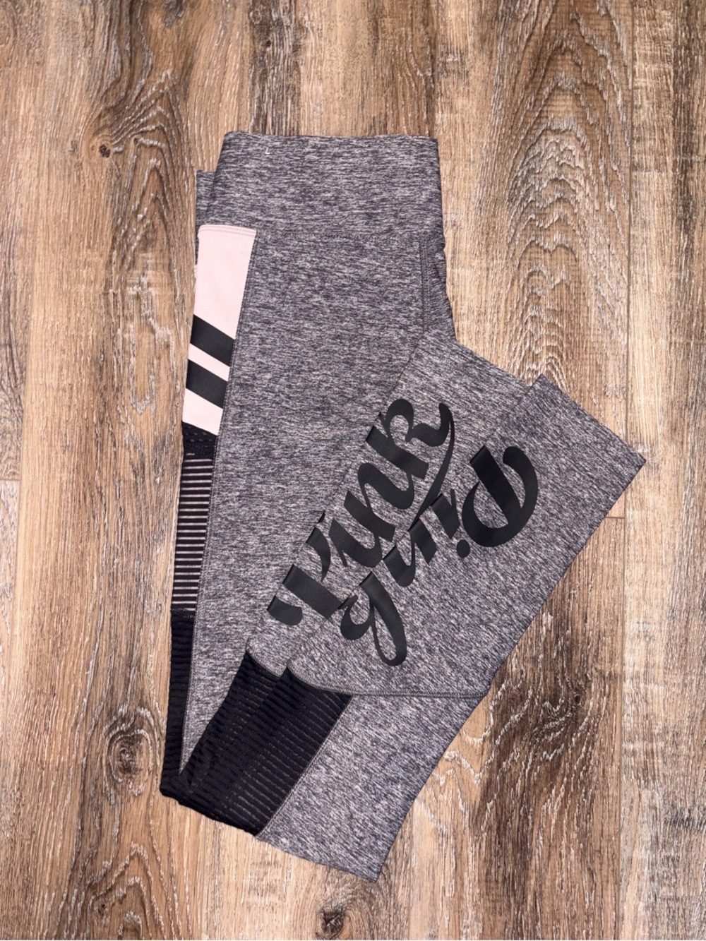 PINK Victoria's Secret Gray Leggings with Pink & Black Accents